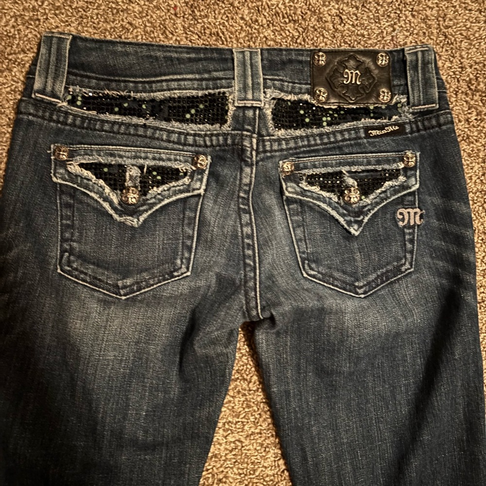 Miss Me Blue Jeans with Distinctive Decorative Design